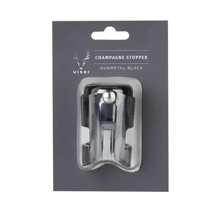 Viski Warren™ Black Gunmetal-Plated Champagne Stopper