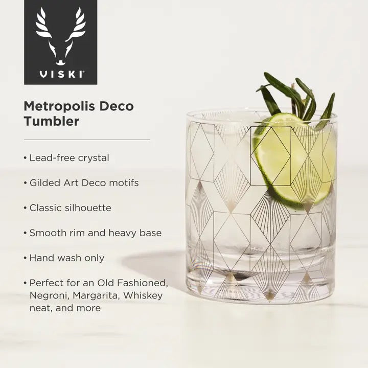 Viski Metropolis Deco Crystal Tumbler