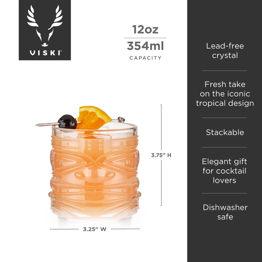 Pacific™ Stackable Crystal Tiki Cocktail Glasses - Set of 2