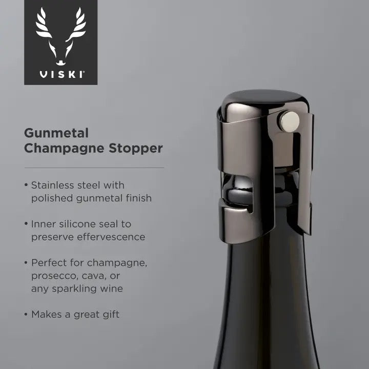 Viski Warren™ Black Gunmetal-Plated Champagne Stopper