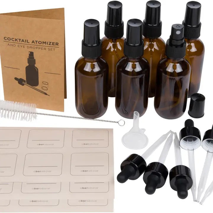 Cocktail Atomizer & Eye Dropper Bottle Set, Amber