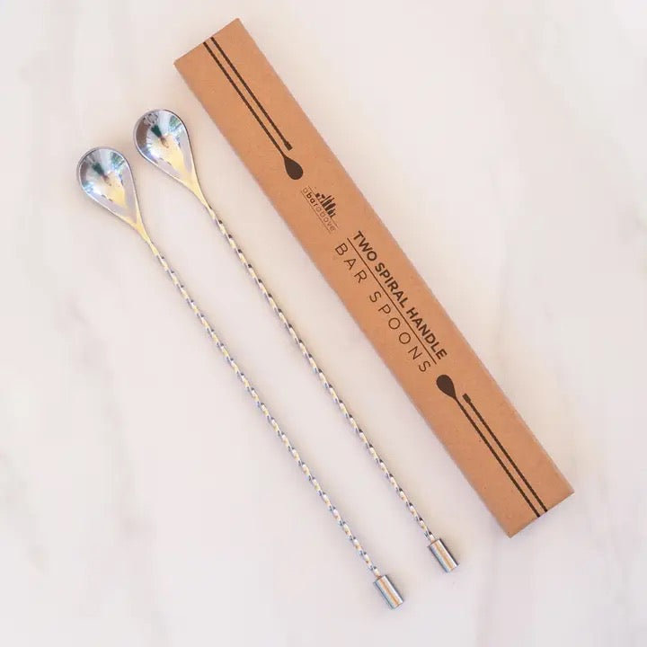 Bar Spoons (Spiral Handle, Set of 2), Stainless