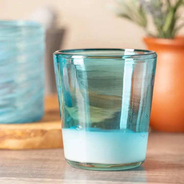 Mexican Handblown Glasses - Aqua