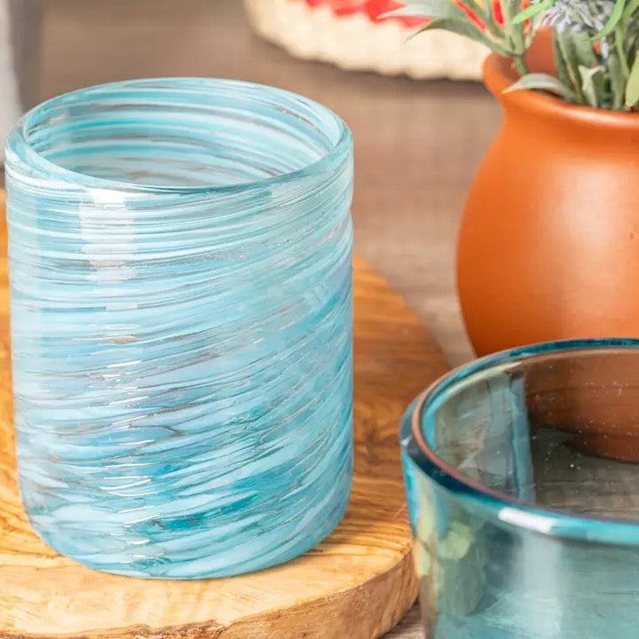 Mexican Handblown Glasses - Aqua