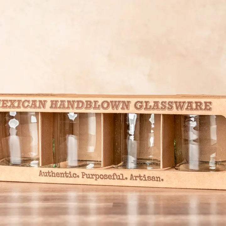 Handblown Mexican DOF Glasses - Clear