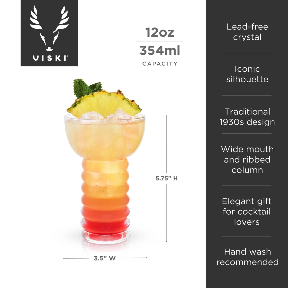 Pacific™ Crystal Pearl Diver Tiki Glasses Set of 2