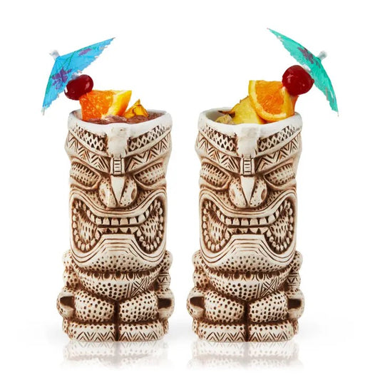 Pacific™ High Tide Hand Painted Ceramic Tiki Mugs Set of 2