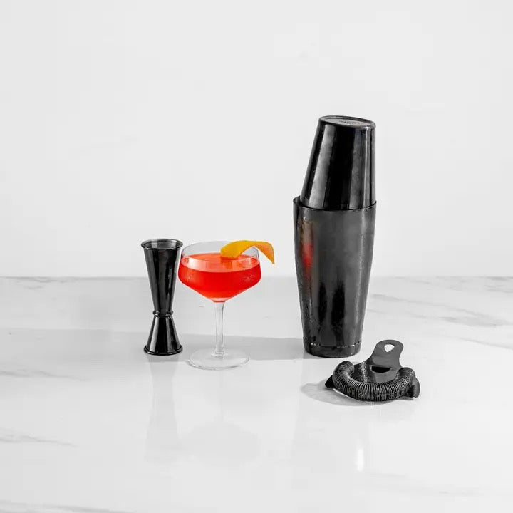 Craft Cocktail Bar Set, Black (4 Piece)