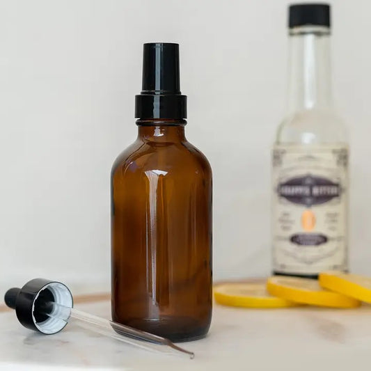 Cocktail Atomizer & Eye Dropper Bottle Set, Amber