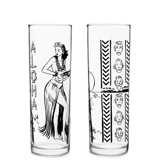 Libbey Tiki Kahiko Zombie Glass, Blue, 13.5-ounce, Set of 4